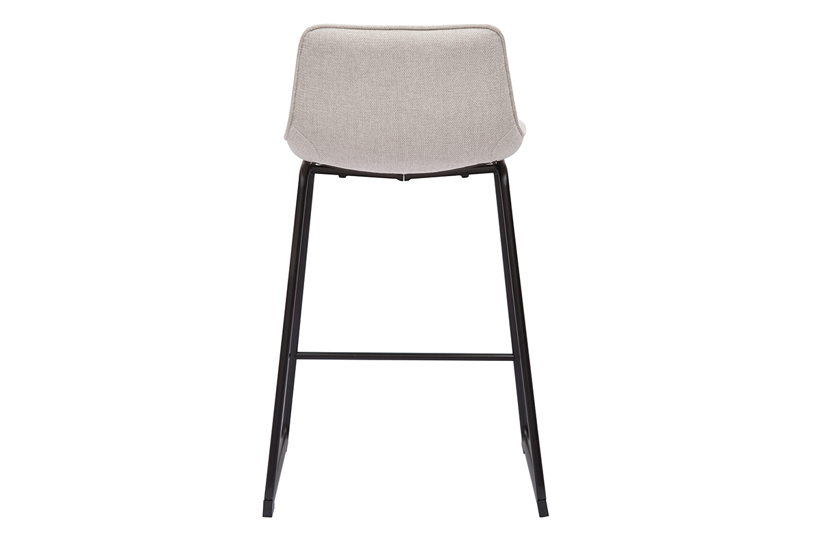Tabourets de bar en tissu effet velours textur� beige et m�tal H65 cm (lot de 2) BOOST