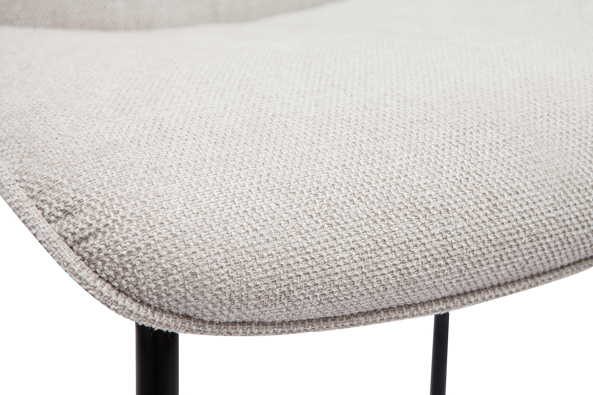 Tabourets de bar en tissu effet velours textur� beige et m�tal H65 cm (lot de 2) BOOST