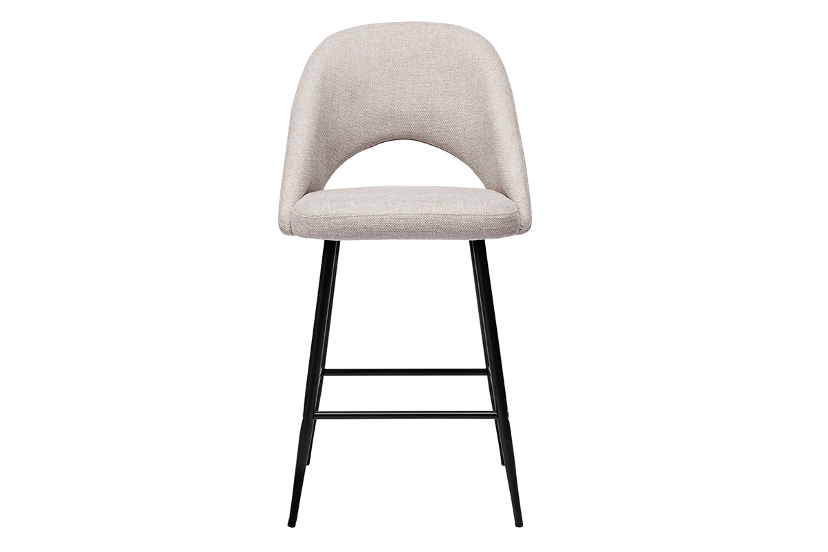 Tabourets de bar en tissu effet velours textur� beige H65 cm (lot de 2) COSETTE
