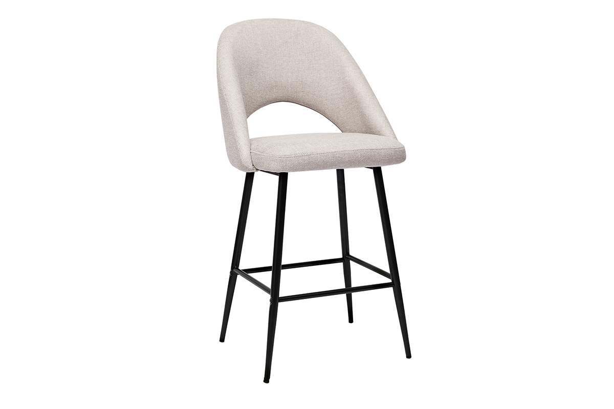 Tabourets de bar en tissu effet velours textur� beige H65 cm (lot de 2) COSETTE