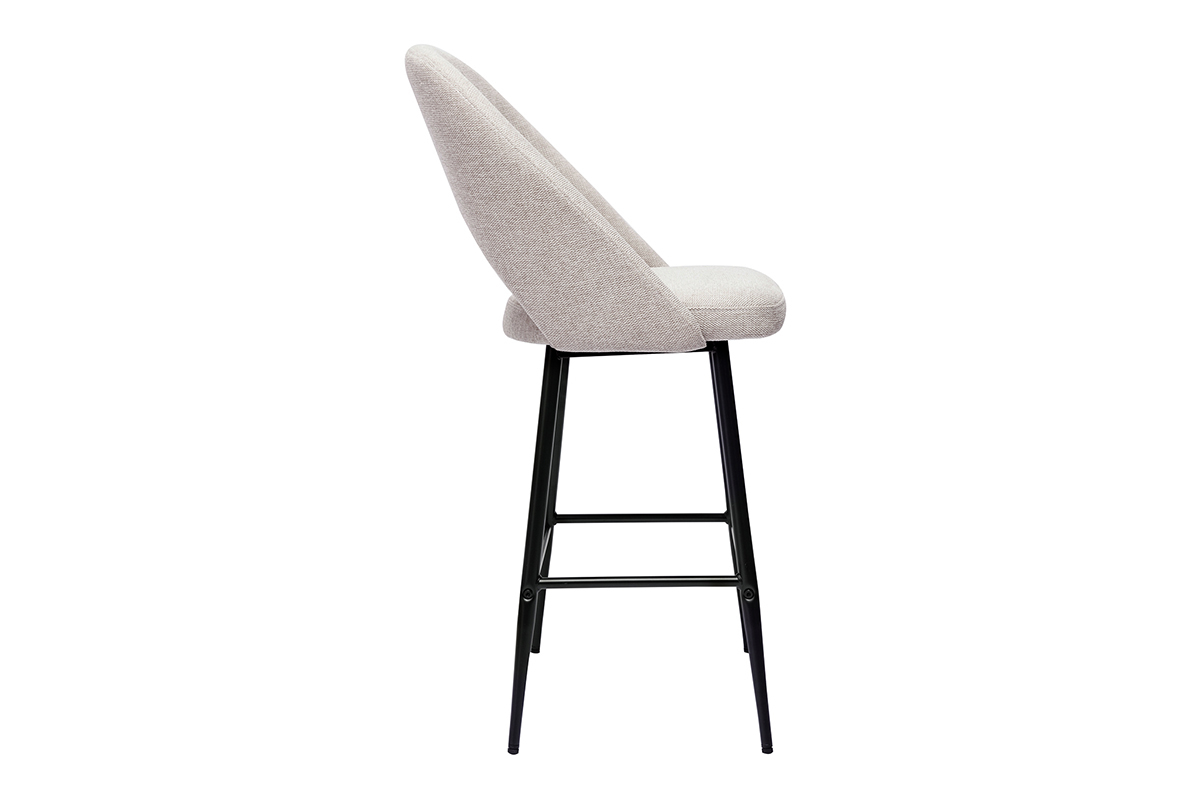 Tabourets de bar en tissu effet velours textur� beige H65 cm (lot de 2) COSETTE