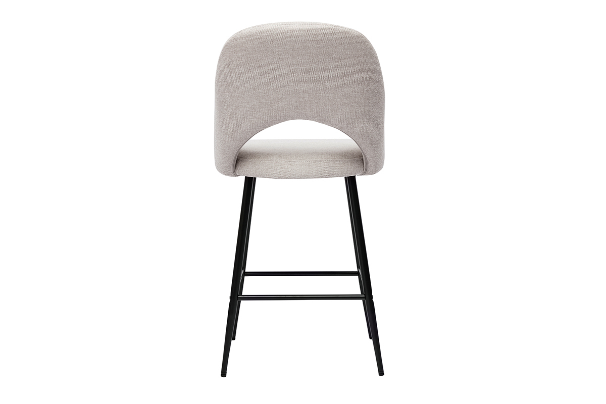 Tabourets de bar en tissu effet velours textur� beige H65 cm (lot de 2) COSETTE