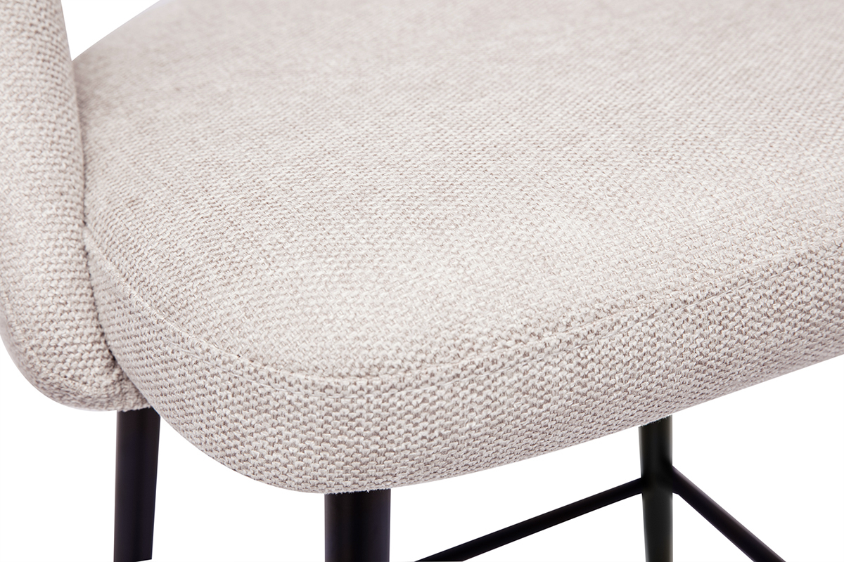 Tabourets de bar en tissu effet velours textur� beige H65 cm (lot de 2) COSETTE