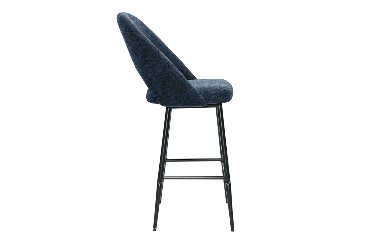 Tabourets de bar en tissu effet velours textur� bleu fonc� H65 cm (lot de 2) COSETTE