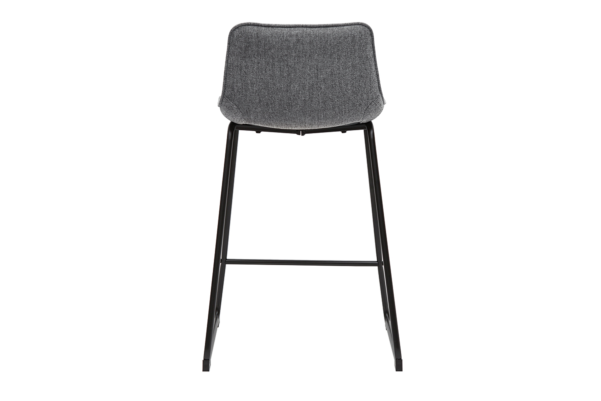 Tabourets de bar en tissu effet velours textur� gris et m�tal H65 (lot de 2) BOOST