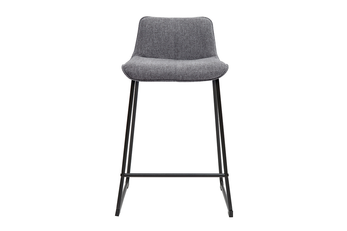 Tabourets de bar en tissu effet velours textur� gris et m�tal H65 (lot de 2) BOOST