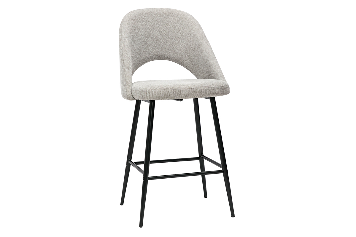 Tabourets de bar en tissu effet velours textur� gris H65 cm (lot de 2) COSETTE