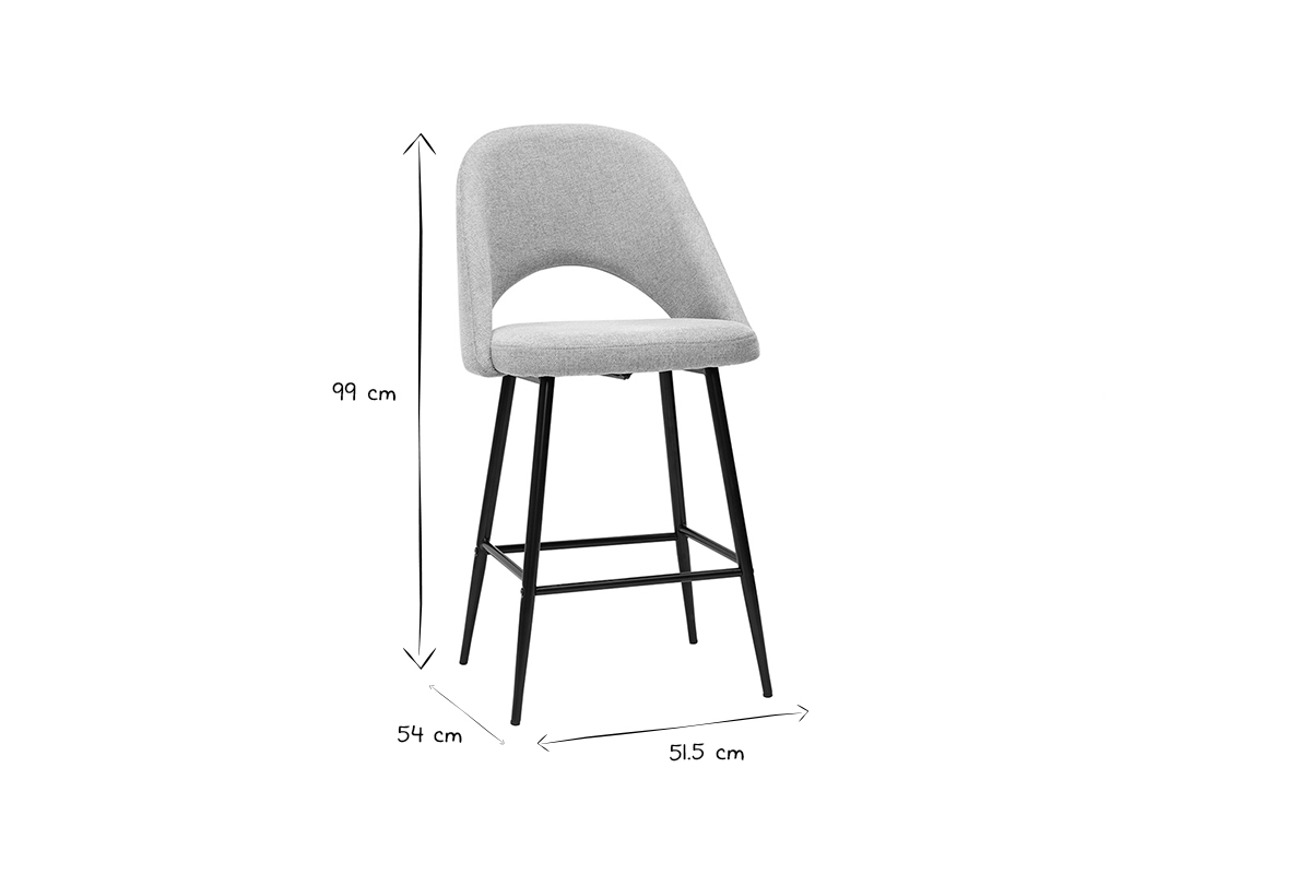 Tabourets de bar en tissu effet velours textur� gris H65 cm (lot de 2) COSETTE