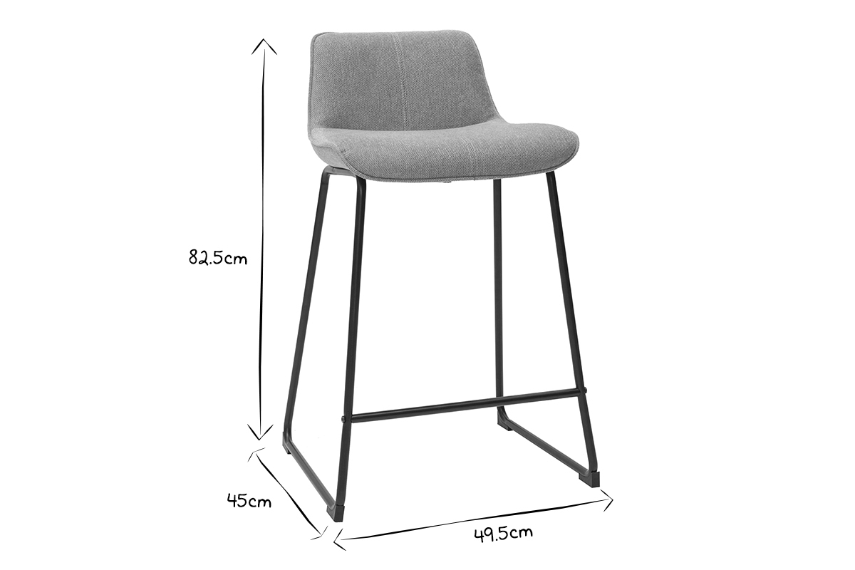 Tabourets de bar en tissu effet velours textur� jaune moutarde et m�tal H65 cm (lot de 2) BOOST