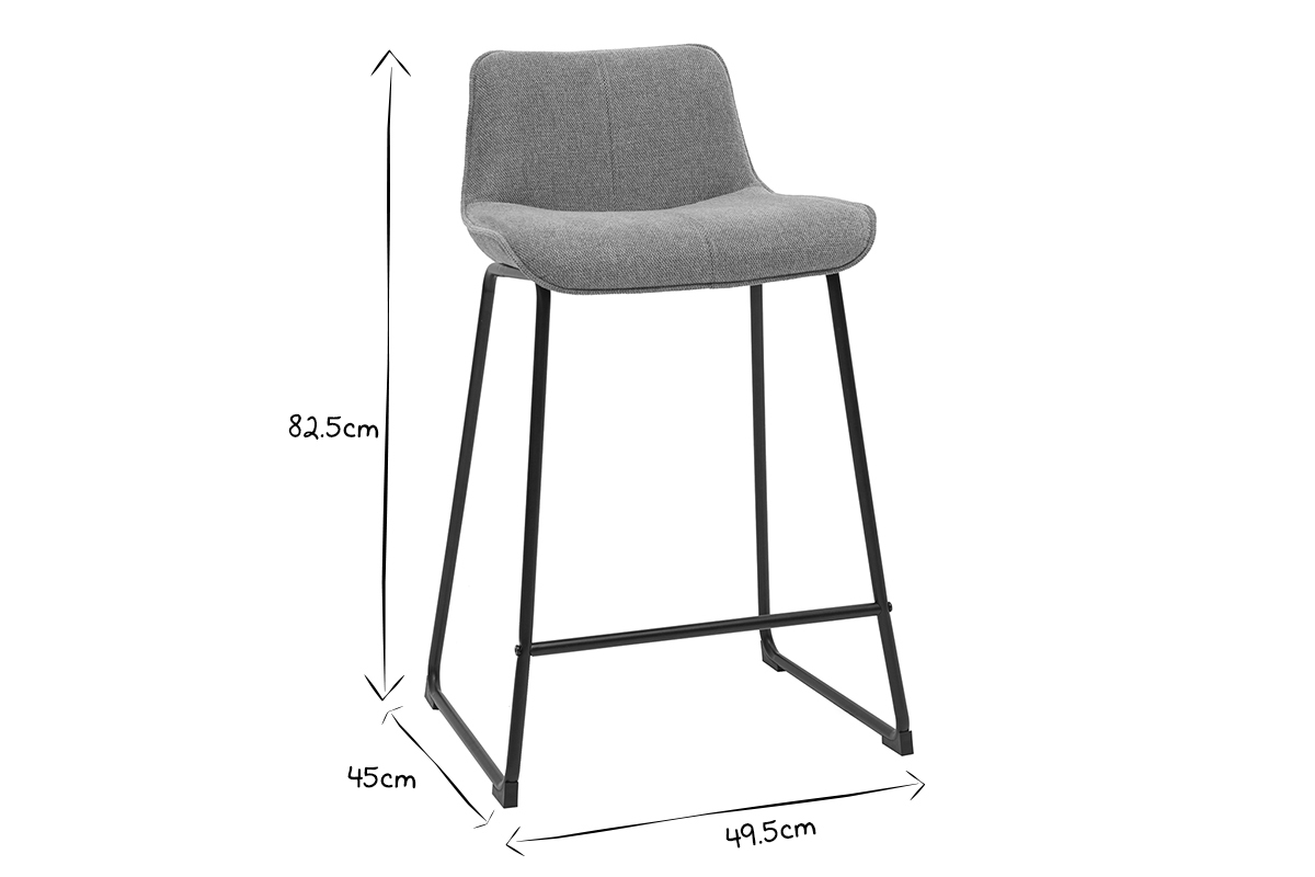 Tabourets de bar en tissu effet velours textur� terracotta et m�tal H65 cm (lot de 2) BOOST