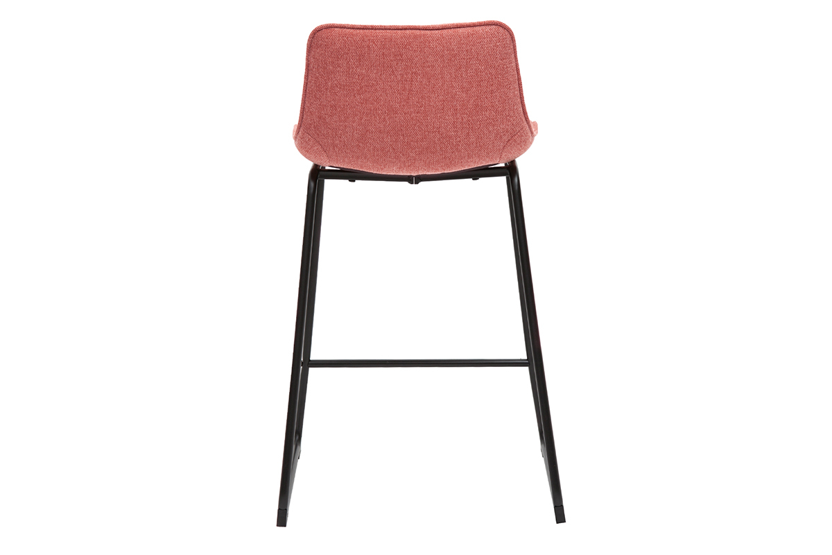 Tabourets de bar en tissu effet velours textur� terracotta et m�tal H65 cm (lot de 2) BOOST