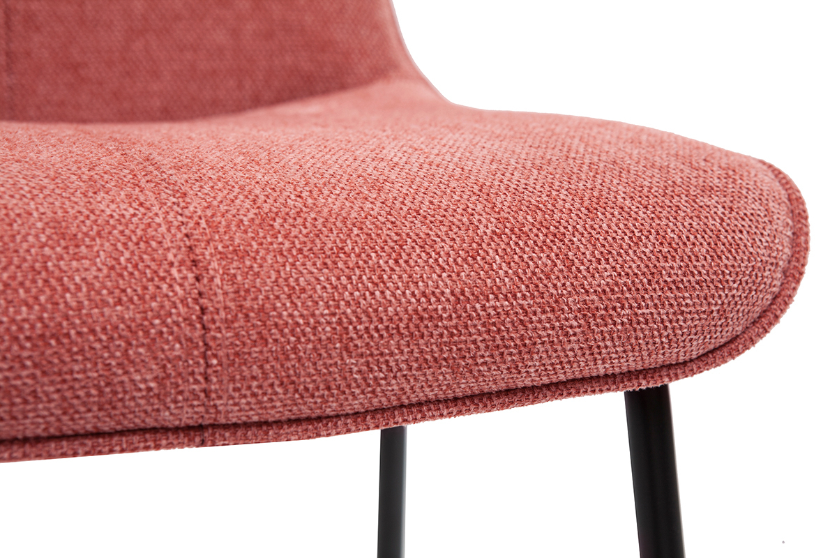 Tabourets de bar en tissu effet velours textur� terracotta et m�tal H65 cm (lot de 2) BOOST