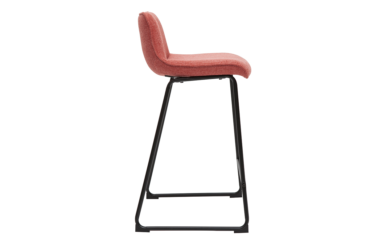Tabourets de bar en tissu effet velours textur� terracotta et m�tal H65 cm (lot de 2) BOOST