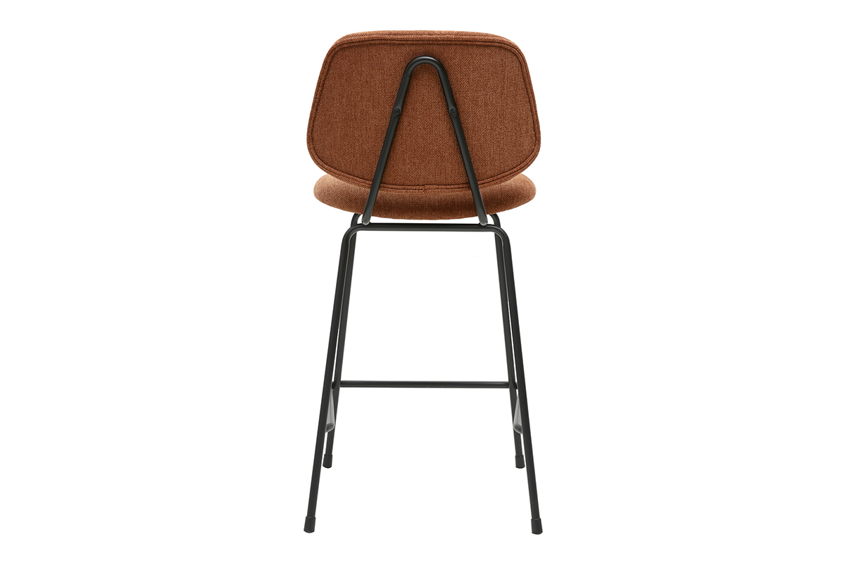 Tabouret de bar en tissu terre br�l�e vue de dos.