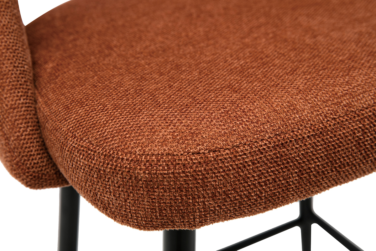 Tabourets de bar en tissu effet velours textur� terre br�l�e H65 cm (lot de 2) COSETTE