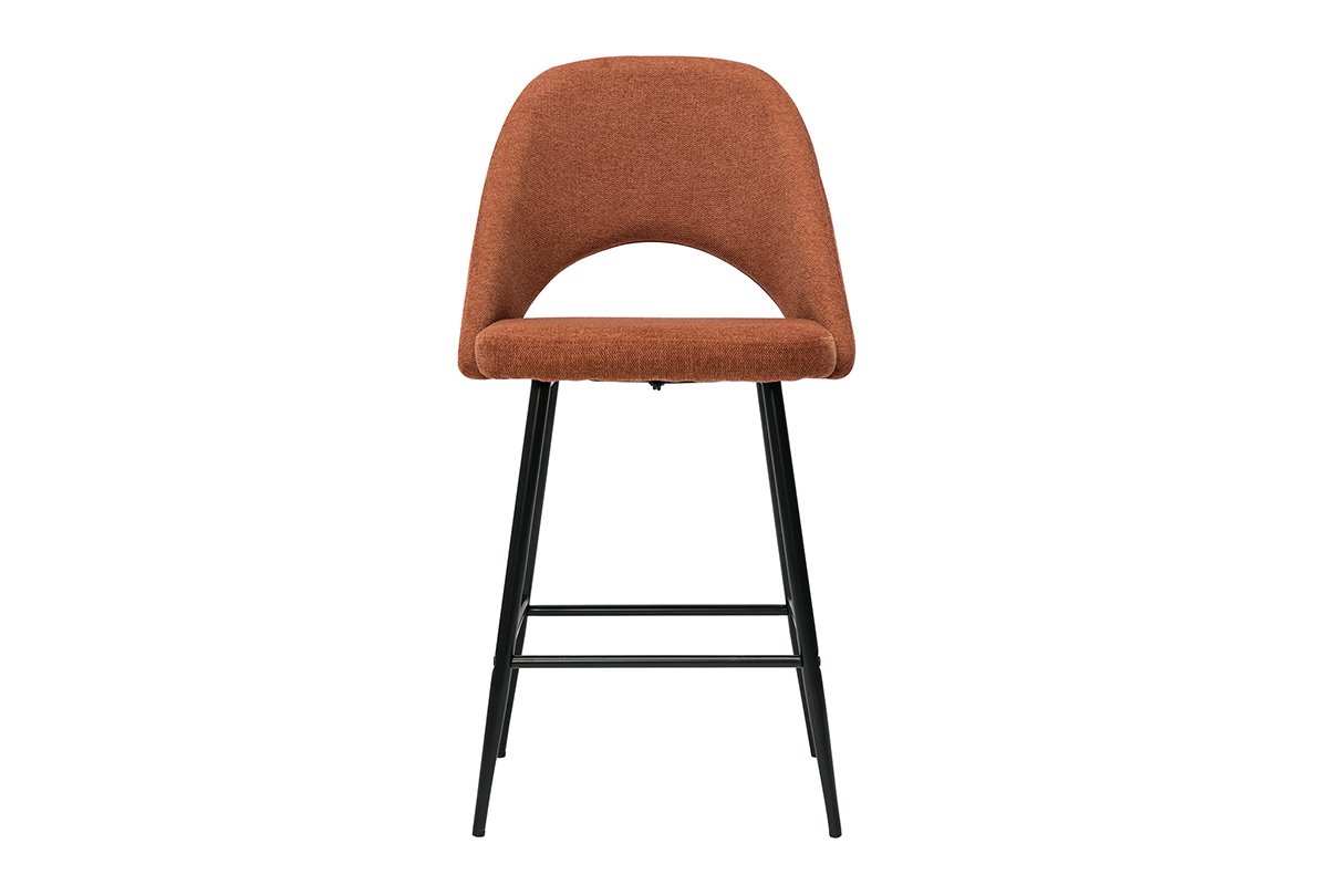 Tabourets de bar en tissu effet velours textur� terre br�l�e H65 cm (lot de 2) COSETTE