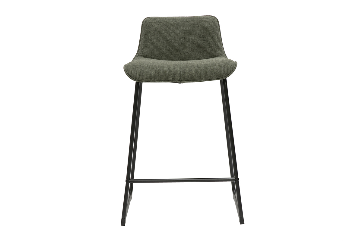 Tabourets de bar en tissu vert kaki et m�tal H65 cm (lot de 2) BOOST