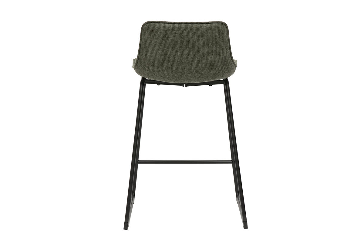 Tabourets de bar en tissu vert kaki et m�tal H65 cm (lot de 2) BOOST