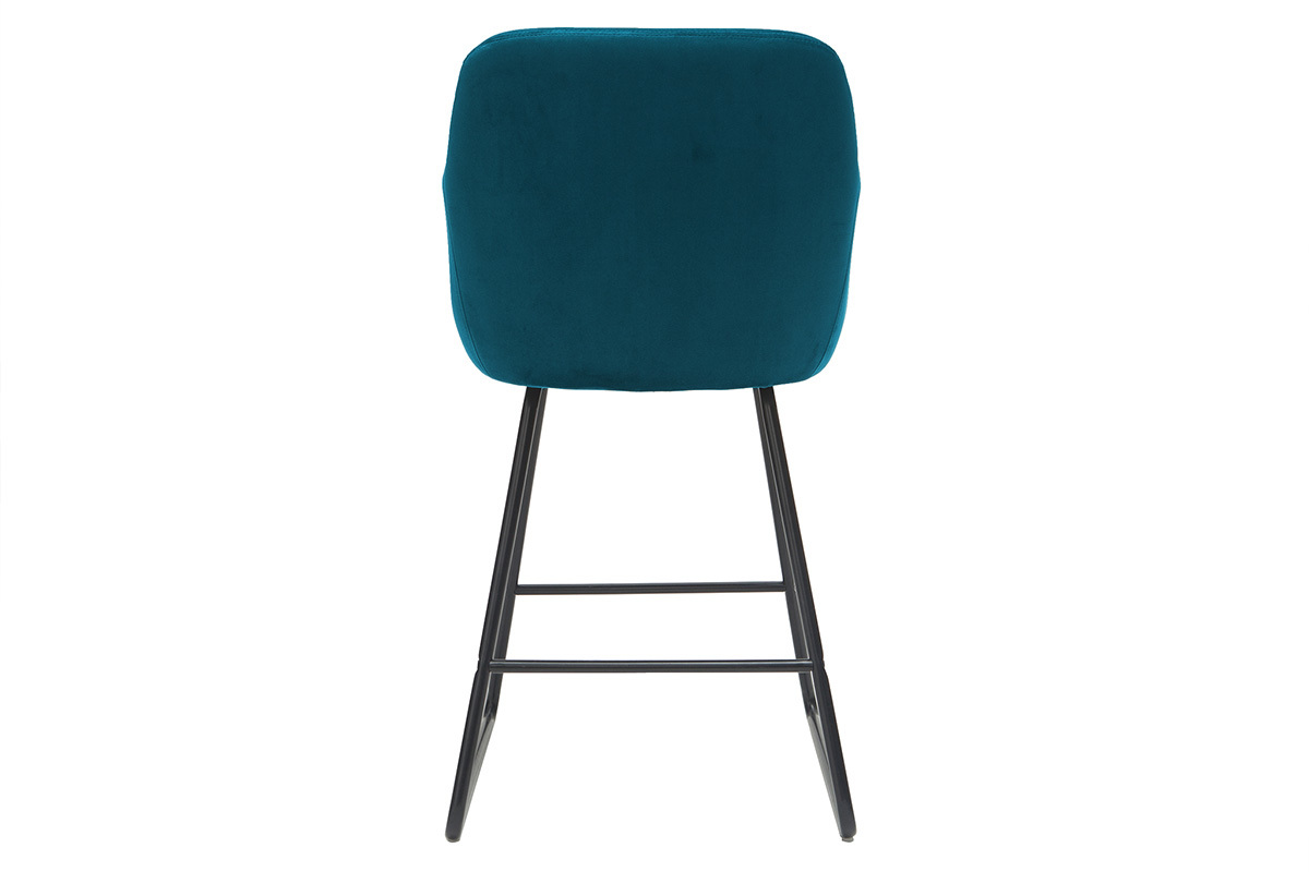 Tabourets de bar en velours bleu p�trole H65 cm (lot de 2) AMIKA