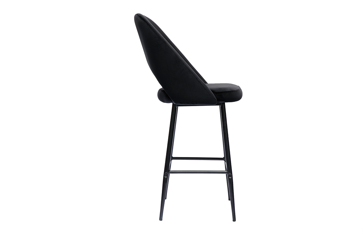Tabourets de bar en velours noir et m�tal H65 cm (lot de 2) COSETTE