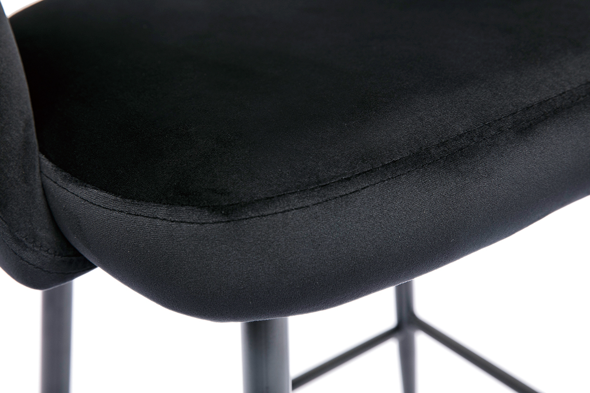 Tabourets de bar en velours noir et m�tal H65 cm (lot de 2) COSETTE