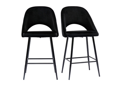 Tabourets de bar en velours noir et m&eacute;tal H65 cm (lot de 2) COSETTE