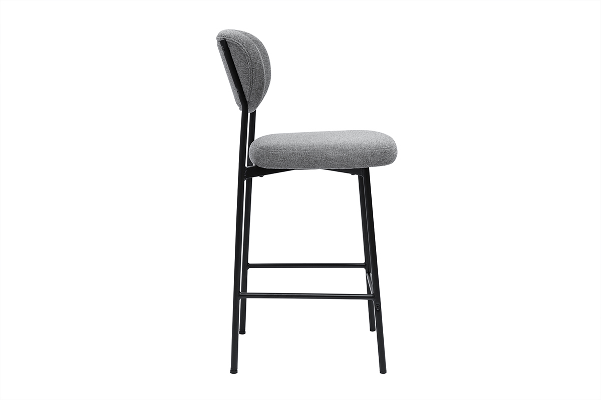 Tabourets de bar fixes en tissu effet velours textur� gris clair H65 cm (lot de 2) BREKA