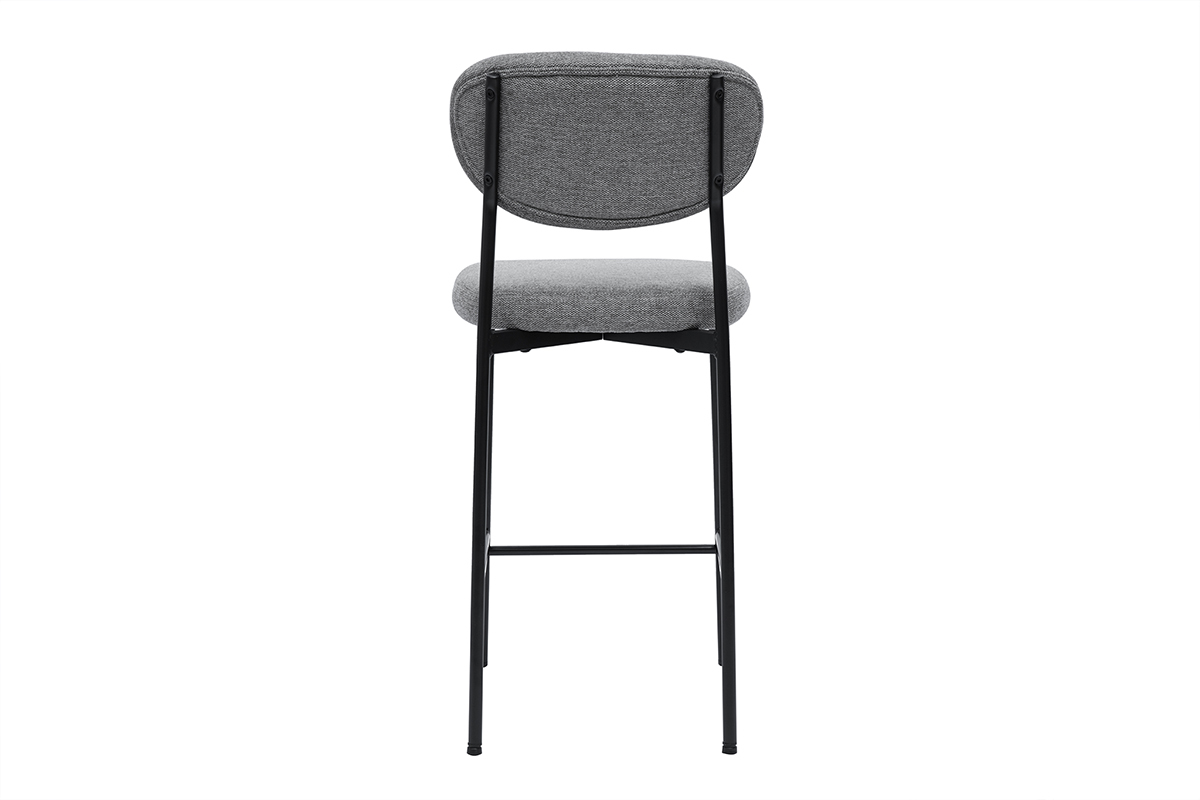 Tabourets de bar fixes en tissu effet velours textur� gris clair H65 cm (lot de 2) BREKA