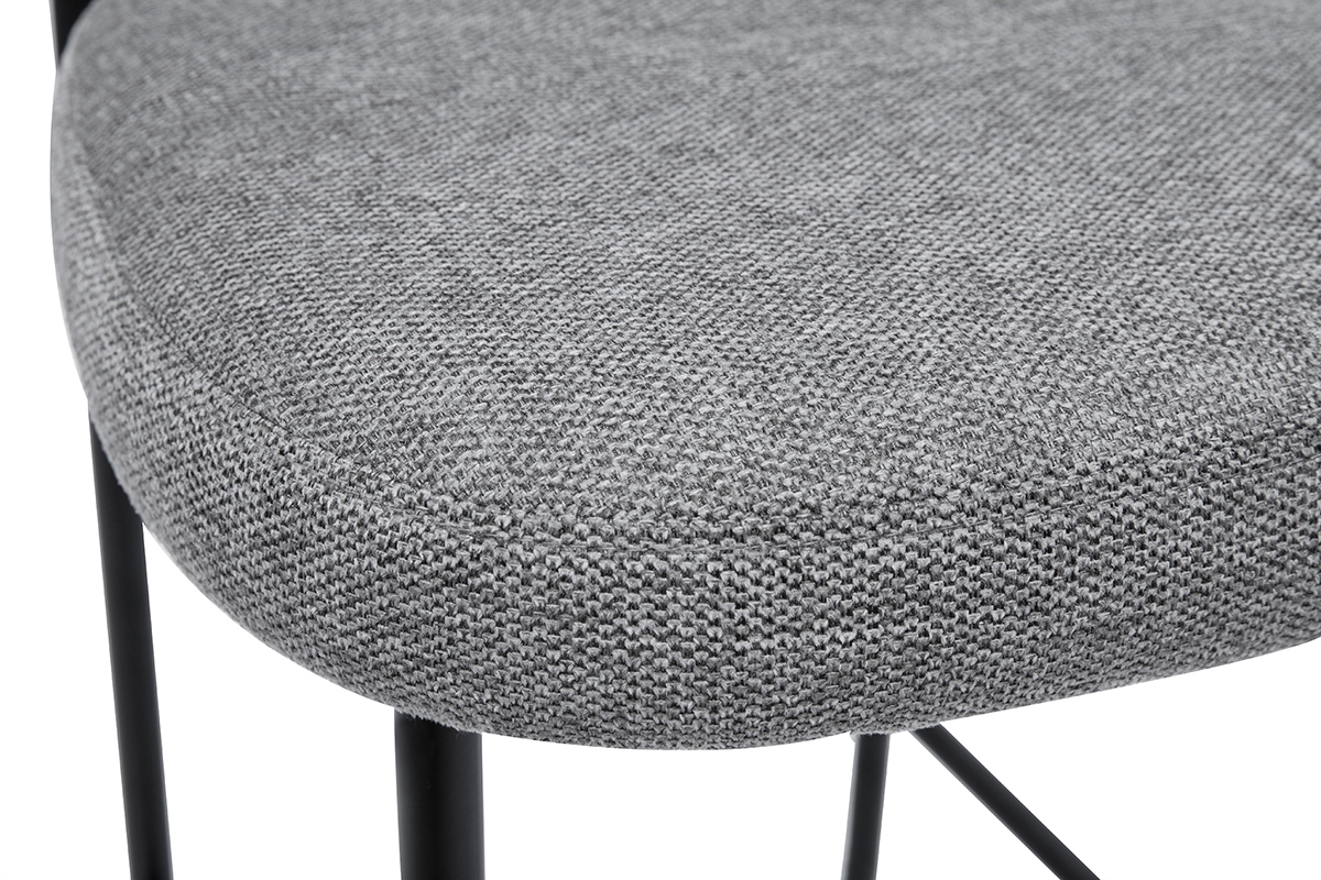 Tabourets de bar fixes en tissu effet velours textur� gris clair H65 cm (lot de 2) BREKA