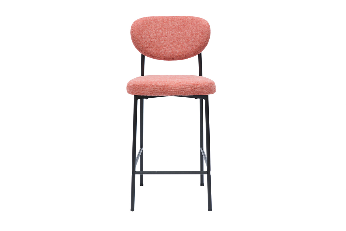 Tabourets de bar fixes en tissu effet velours textur� terracotta H65 cm (lot de 2) BREKA