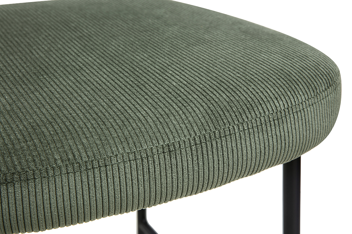 Tabourets de bar en velours c�tel� vert kaki et m�tal noir BREKA
