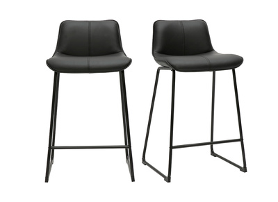 Tabourets de bar noirs et m&eacute;tal H65 cm (lot de 2) BOOST