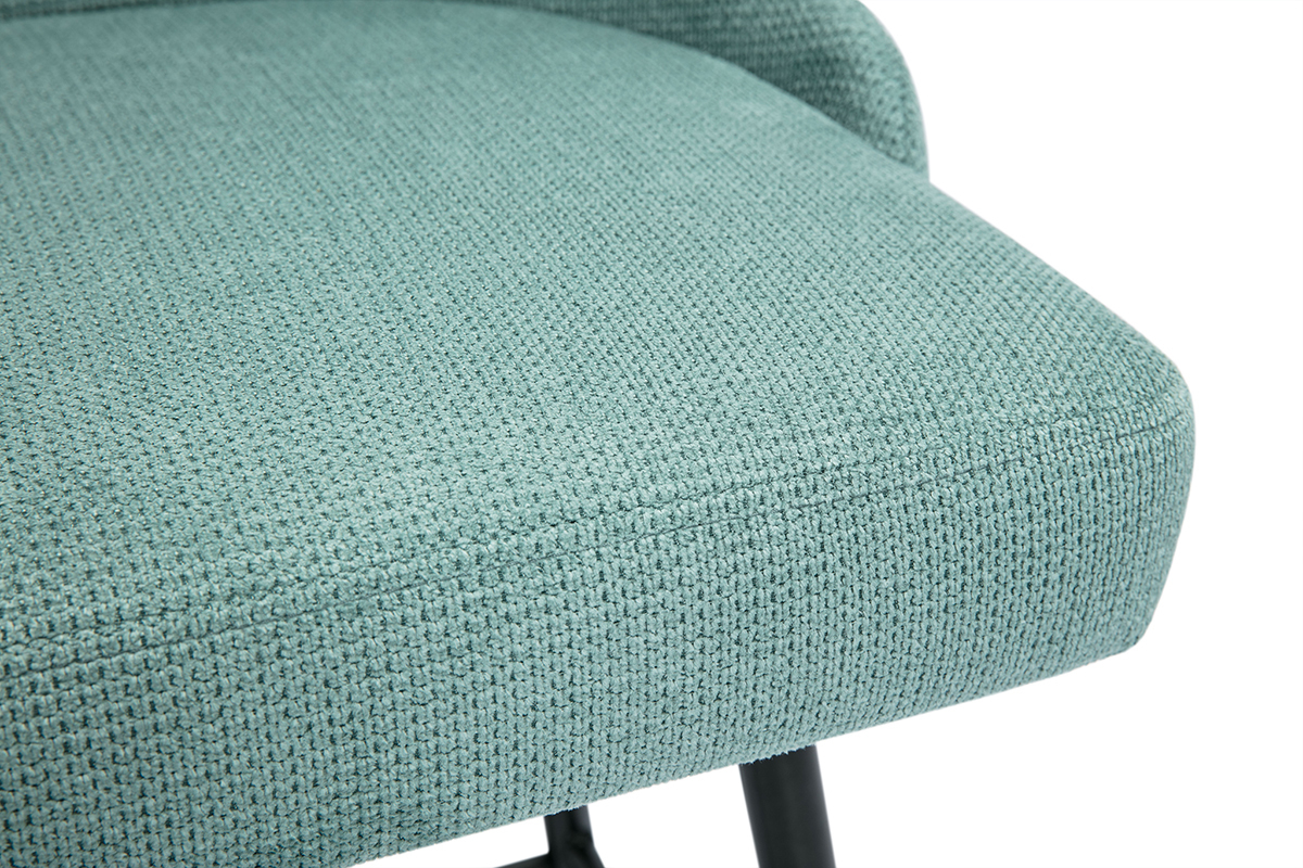 Assise de tabouret en tissu vert c�ladon textur�.