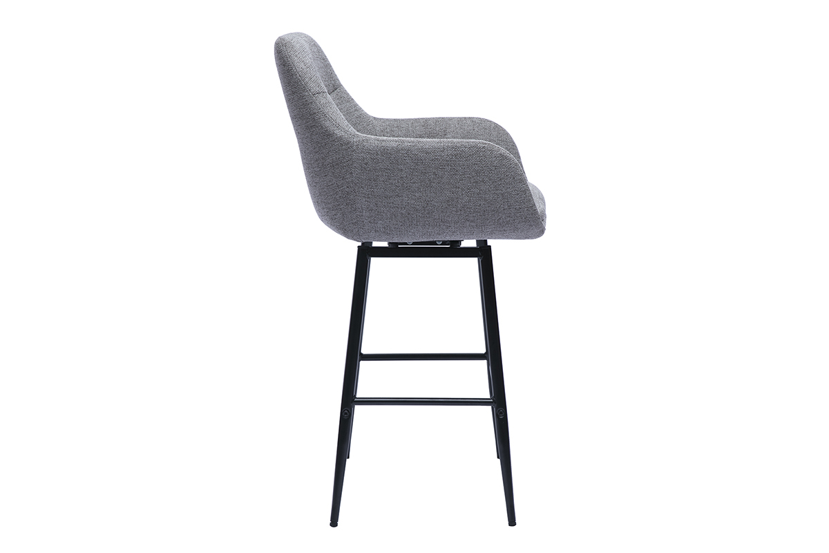 Chaise haute gris en vue de profil avec pieds en m�tal noir.
