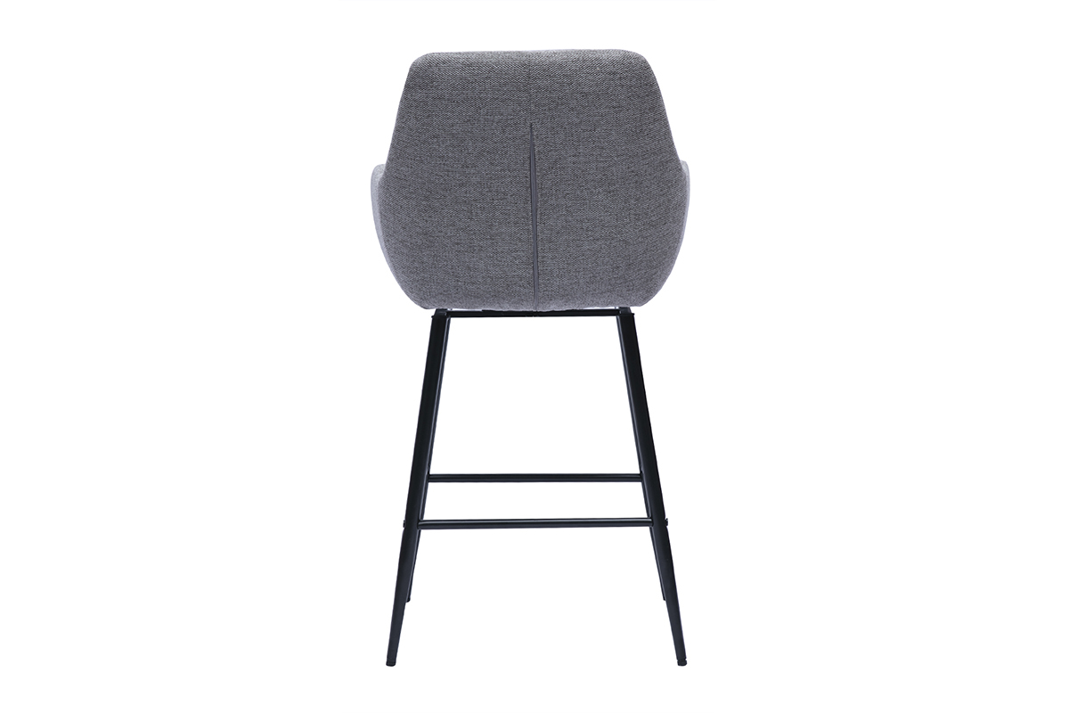 Tabouret gris de dos avec pieds m�talliques noirs.