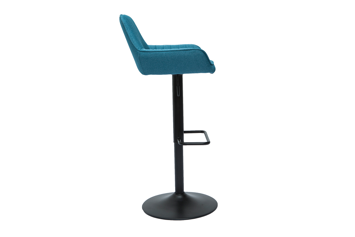 Tabourets de bar r�glables design en tissu bleu (lot de 2) RONNIE