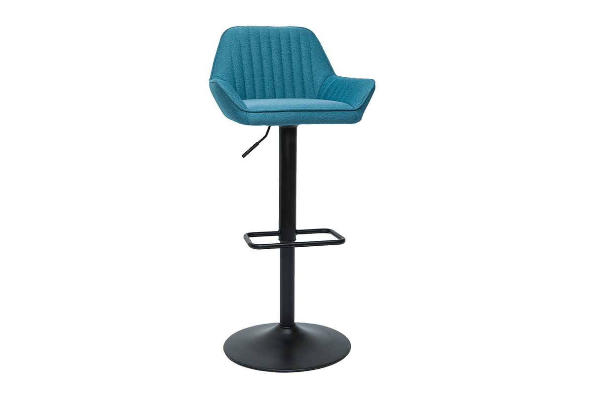 Tabourets de bar r�glables design en tissu bleu (lot de 2) RONNIE
