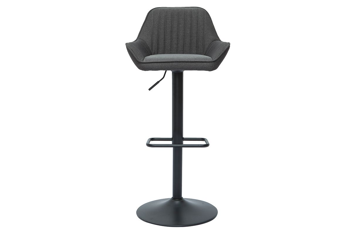 Tabourets de bar r�glables design en tissu gris anthracite (lot de 2) RONNIE