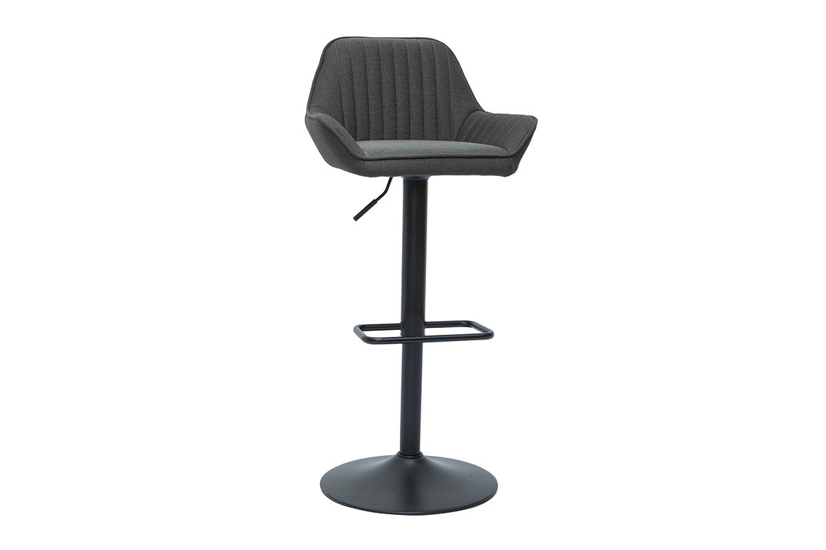 Tabourets de bar r�glables design en tissu gris anthracite (lot de 2) RONNIE