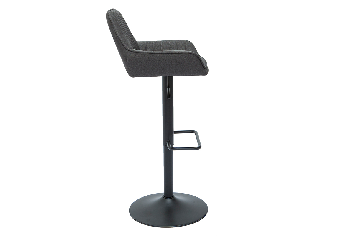 Tabourets de bar r�glables design en tissu gris anthracite (lot de 2) RONNIE