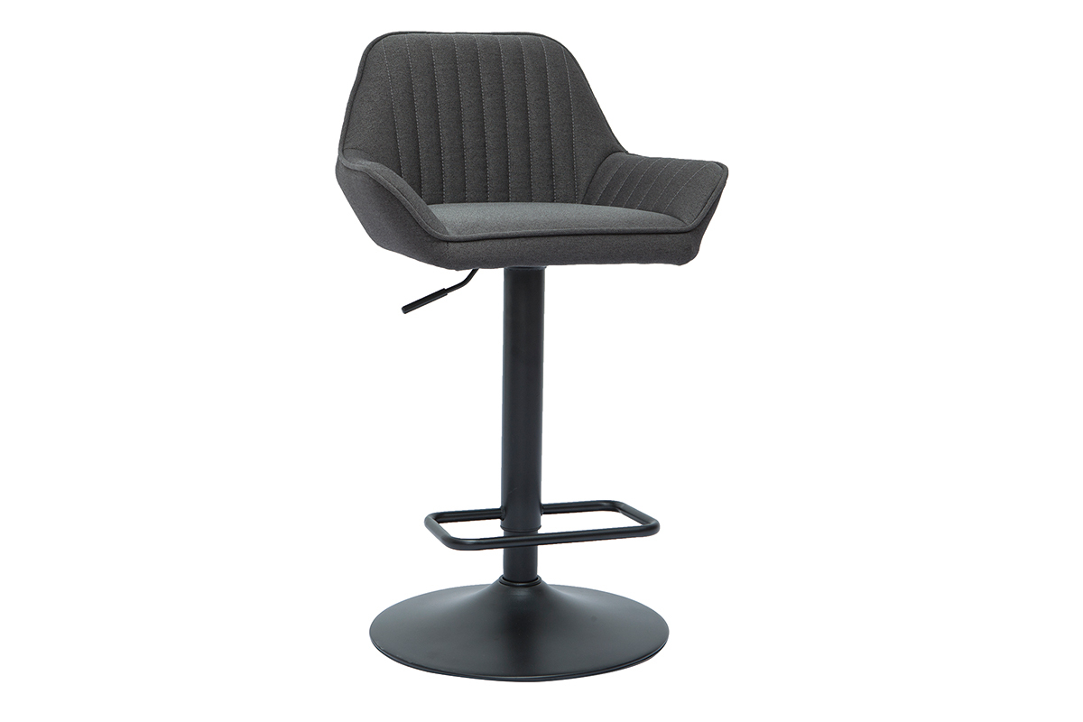 Tabourets de bar r�glables design en tissu gris anthracite (lot de 2) RONNIE