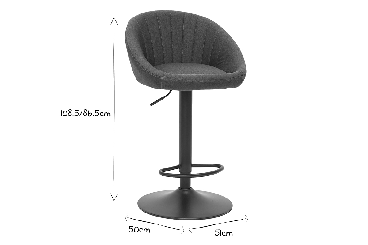Tabourets de bar r�glables design gris anthracite (lot de 2) SHERU