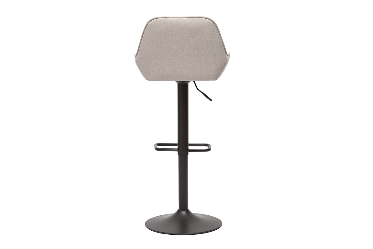 Tabourets de bar r�glables en tissu beige et m�tal noir (lot de 2) RONNIE