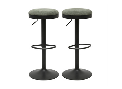 Tabourets de bar r&eacute;glables en tissu chenille vert kaki et m&eacute;tal (lot de 2) THOR