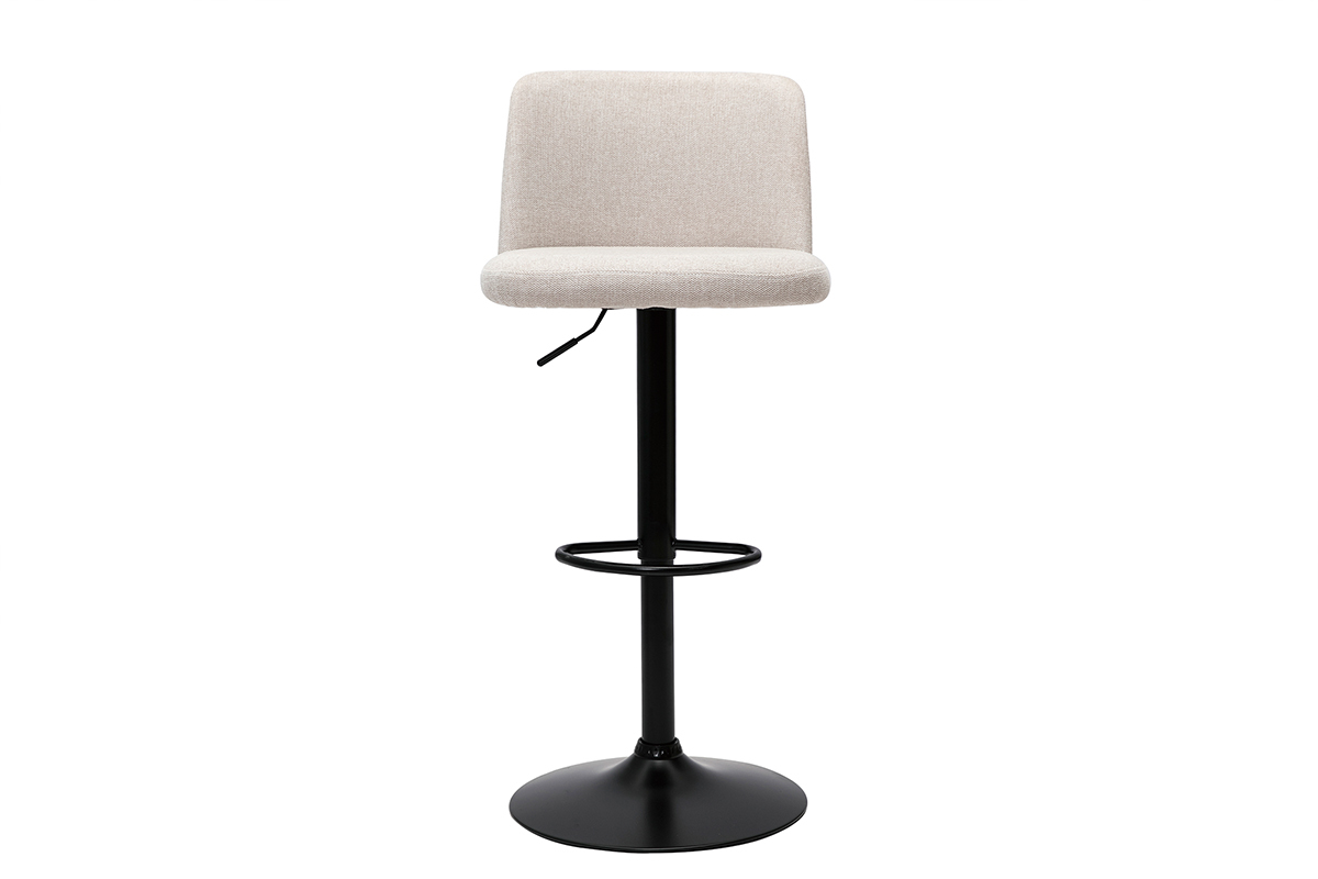 Tabourets de bar r�glables en tissu effet velours textur� beige et m�tal noir (lot de 2) MONTI