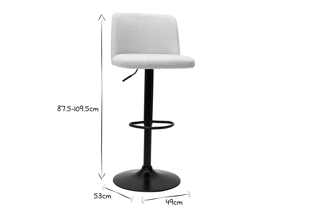 Tabourets de bar r�glables en tissu effet velours textur� beige et m�tal noir (lot de 2) MONTI