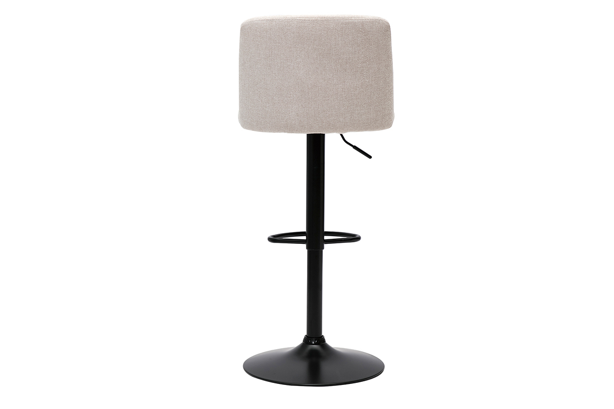 Tabourets de bar r�glables en tissu effet velours textur� beige et m�tal noir (lot de 2) MONTI