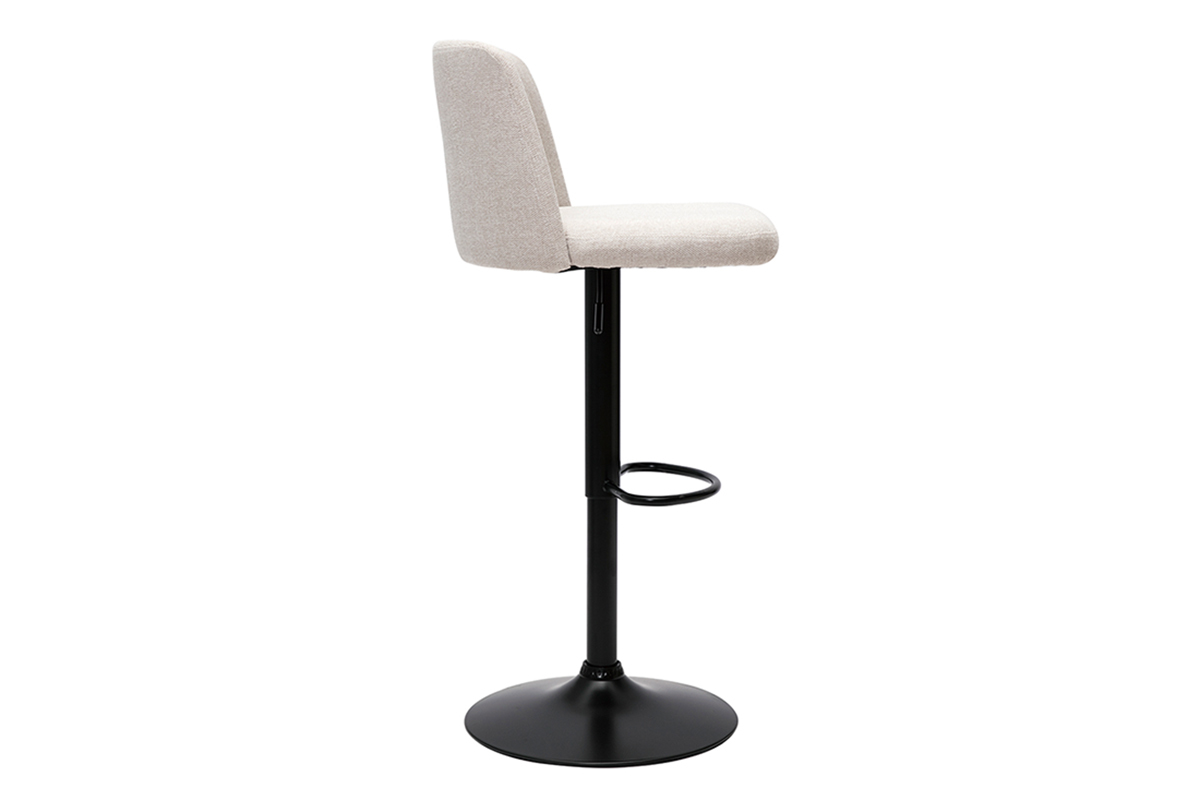 Tabourets de bar r�glables en tissu effet velours textur� beige et m�tal noir (lot de 2) MONTI