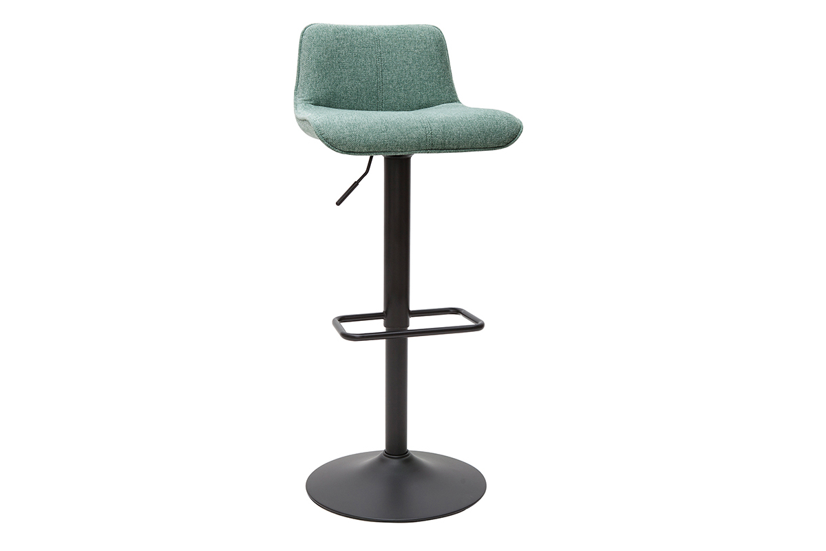 Tabourets de bar r�glables en tissu effet velours textur� vert c�ladon et m�tal (lot de 2) BOOST