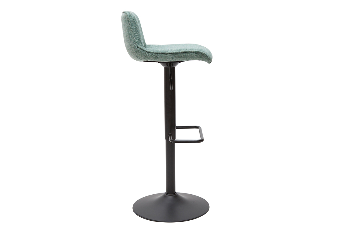 Tabourets de bar r�glables en tissu effet velours textur� vert c�ladon et m�tal (lot de 2) BOOST